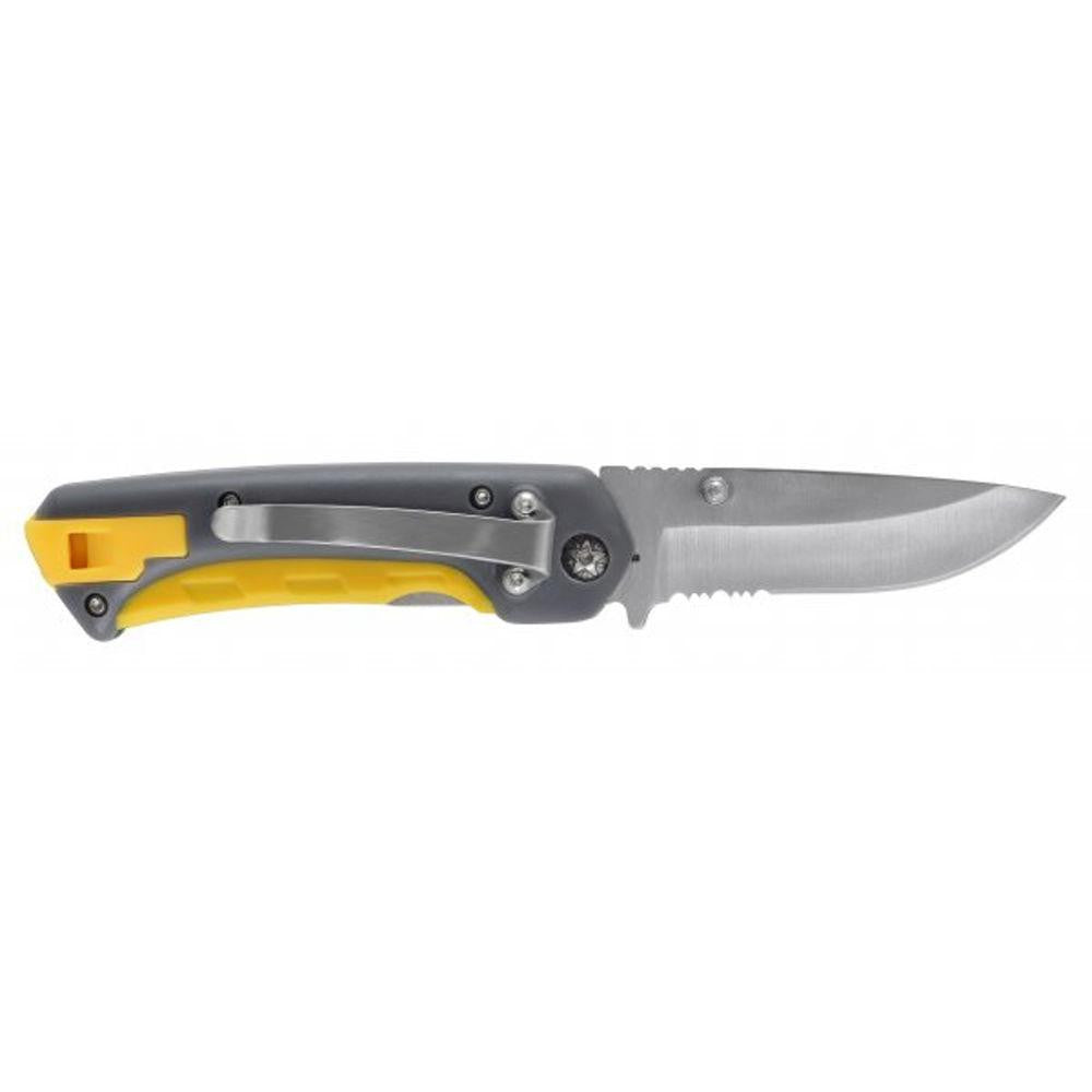 Edgesport Survival Folding Knife W- Sharpener - Grey - Yellow - Serrated