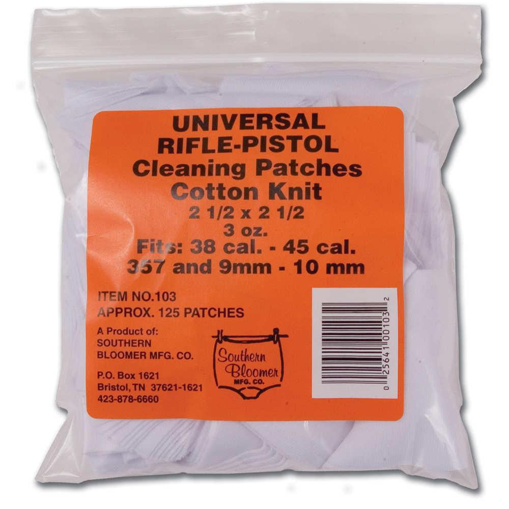 Cotton Knit Cleaning Patches - 2.5x2.5, .30-.45 Caliber Universal, (130 Pack)