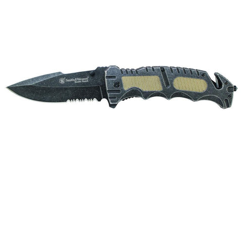 Border Guard Knife - Drop Point - Serrated - Black