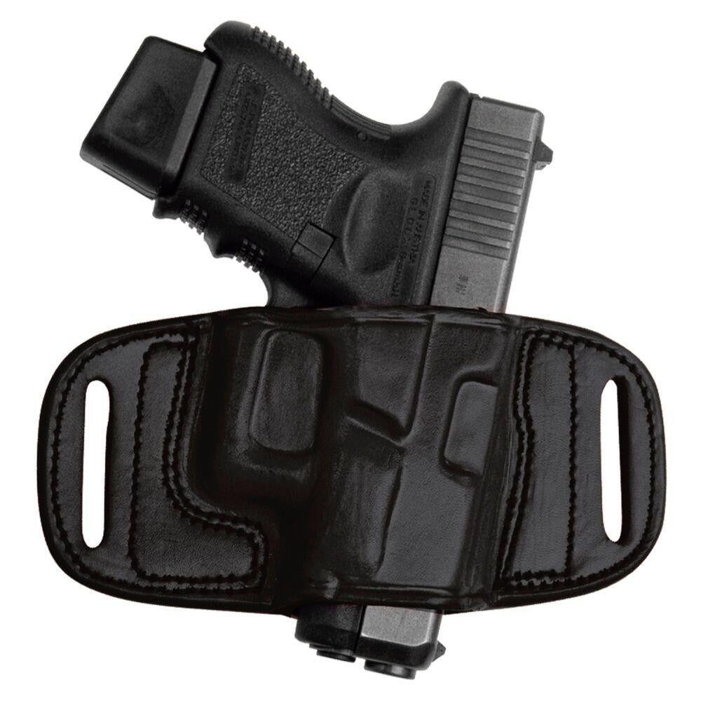 Quick Draw Belt Holster, Black Leather, Glock 19 - 23 - 32 , Right Hand