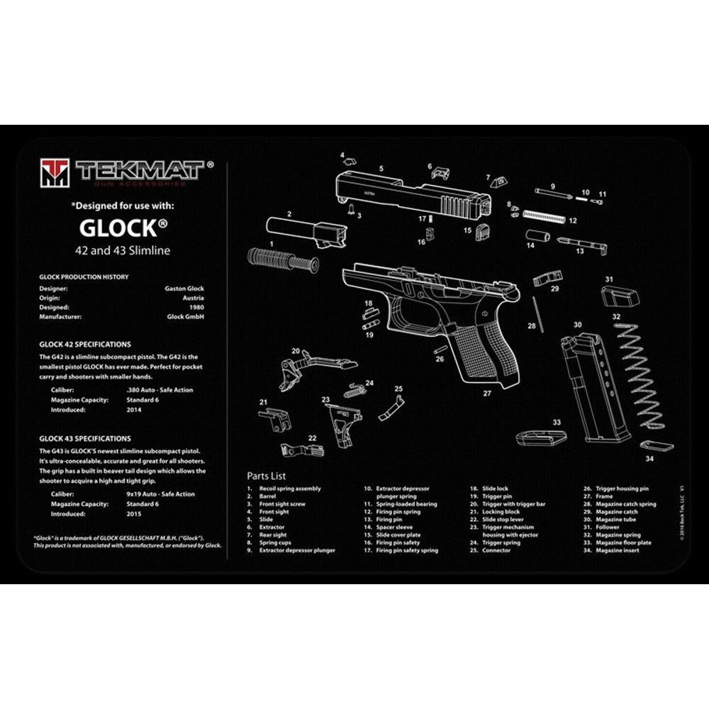 Glock 42-43 Cleaning Mat  - 11" X 17"