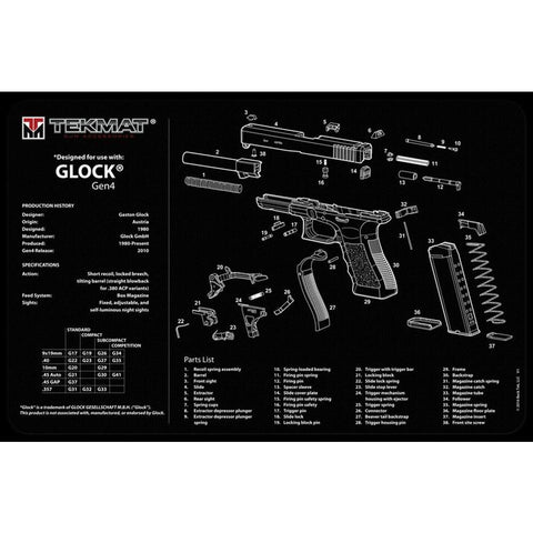 Glock Gen 4 Cleaning Mat  - 11" X 17"