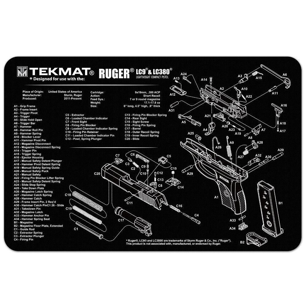 Ruger Lc9 Cleaning Mat  - 11" X 17"