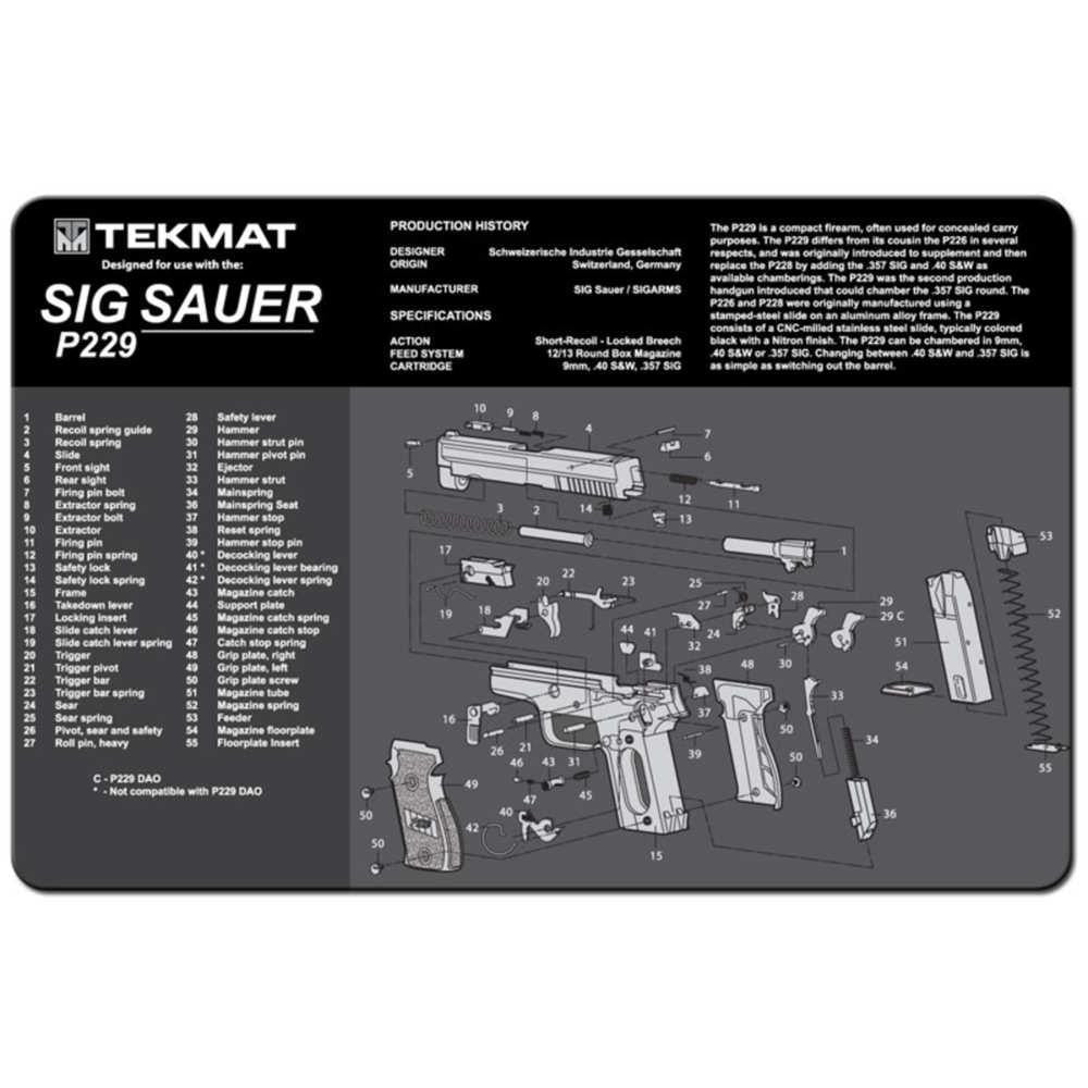 Sig Sauer P229 Cleaning Mat - 11" X 17"