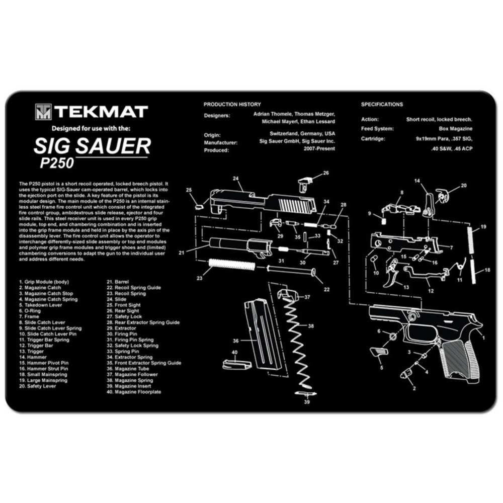 Sig Sauer P250 Cleaning Mat - 11" X 17"