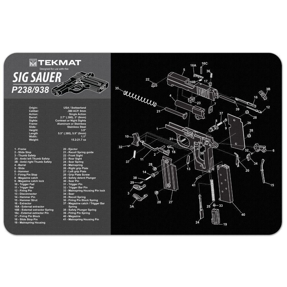 Sig Sauer P238 Cleaning Mat - 11" X 17"