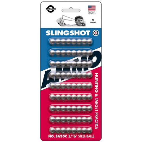 Sling Shot Steel Ammo - Grade-a 5-16" Ammo - No Flats - 72 Count