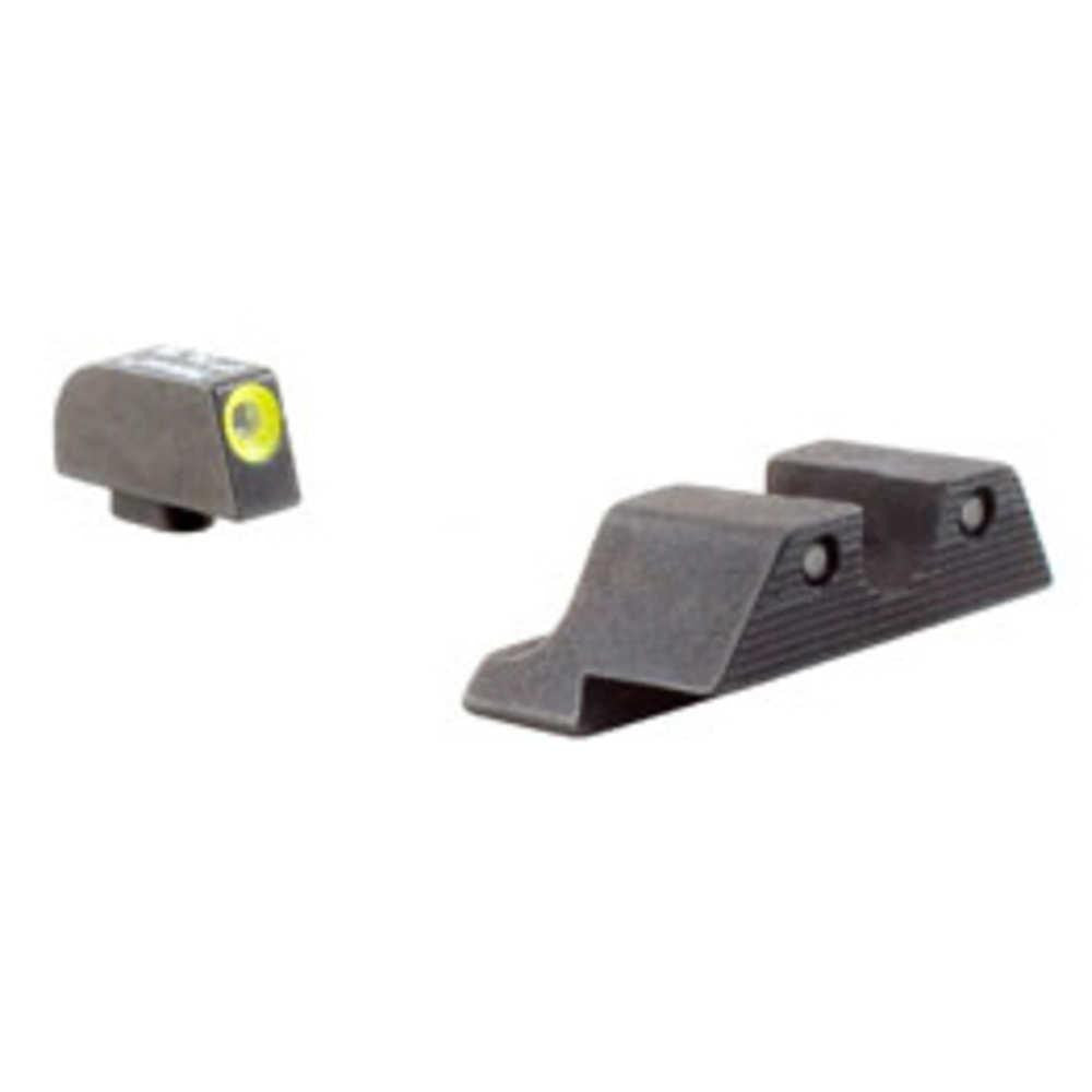 Glock Hd Night Sight Set - Yellow Front Outline - Model 17 - 17l - 19 - 22 - 23 - 24 - 26 - 27 - 33 - 34 - 35 - 38 - 39