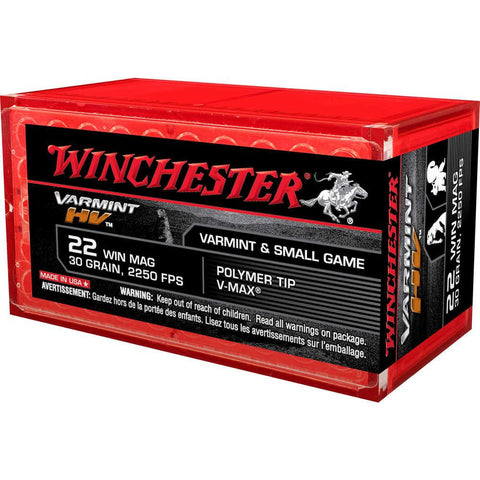 22 Win Mag Ammunition 30gr V-max - 50 Rounds